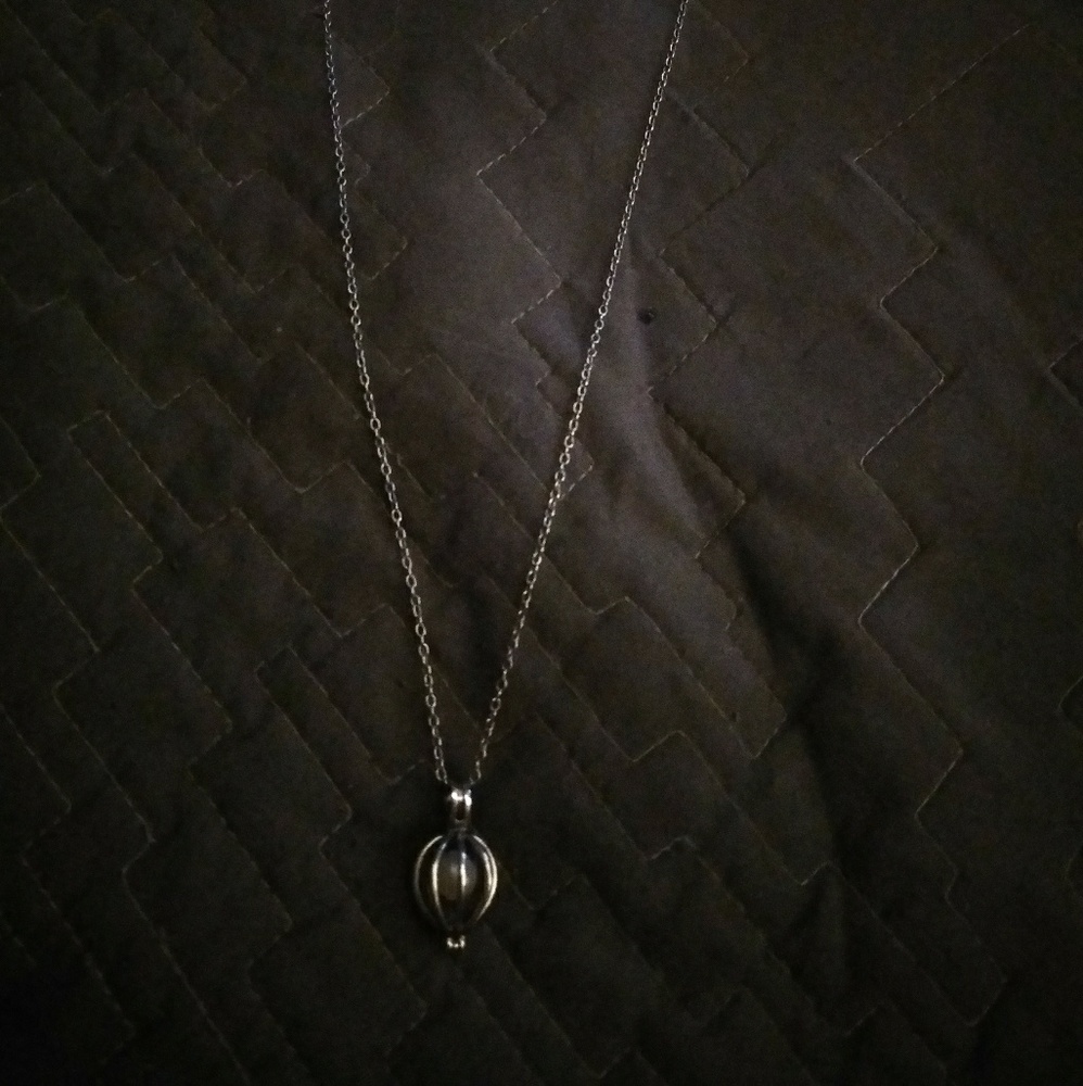 Silver necklace with pearl in cage